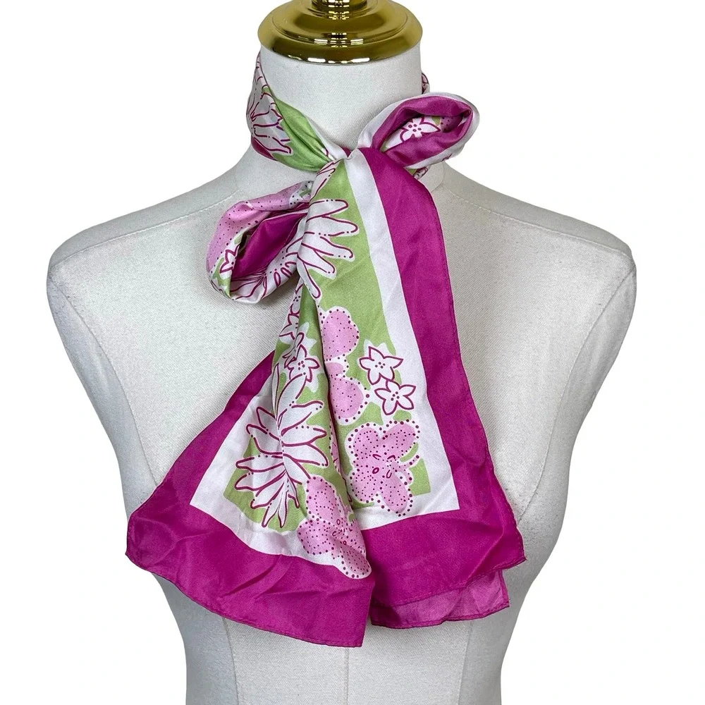 Lilly Pulitzer Scarf Ford Breast Cancer Awareness Pink Floral Silk Butterfly